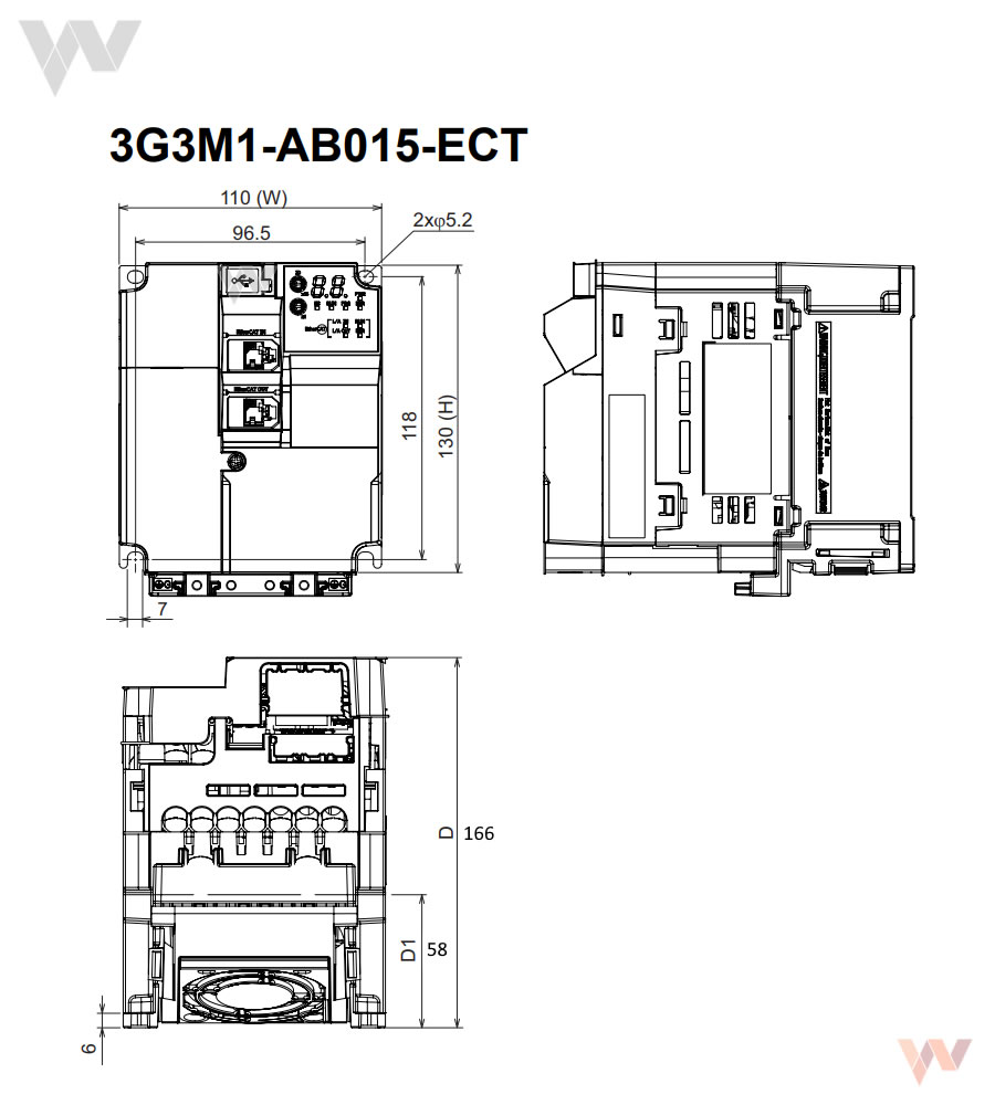 3G3M1-AB015-ECT EtherCAT® falownik Omron 3G3M1 1,5kW/230V